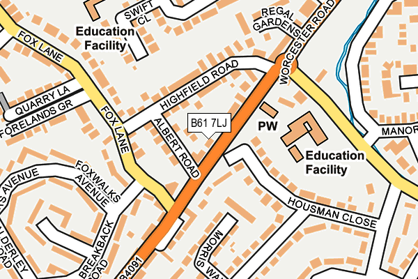 B61 7LJ map - OS OpenMap – Local (Ordnance Survey)