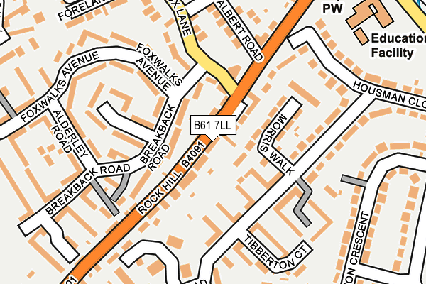 B61 7LL map - OS OpenMap – Local (Ordnance Survey)