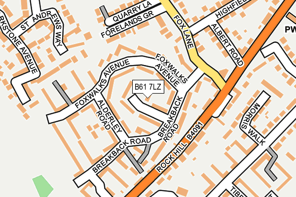 B61 7LZ map - OS OpenMap – Local (Ordnance Survey)