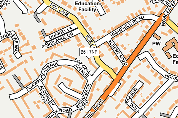 B61 7NF map - OS OpenMap – Local (Ordnance Survey)