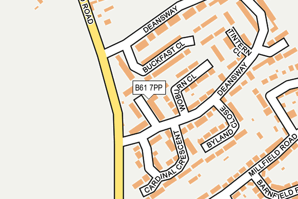 B61 7PP map - OS OpenMap – Local (Ordnance Survey)