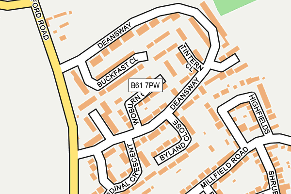B61 7PW map - OS OpenMap – Local (Ordnance Survey)