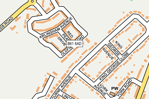 B61 8AD map - OS OpenMap – Local (Ordnance Survey)