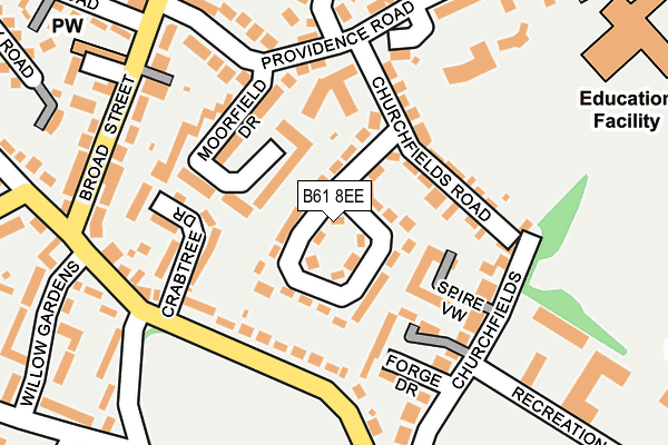 B61 8EE map - OS OpenMap – Local (Ordnance Survey)