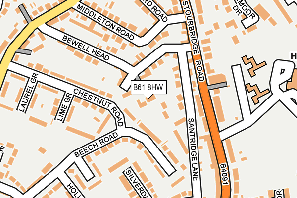 B61 8HW map - OS OpenMap – Local (Ordnance Survey)