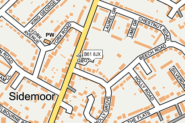 B61 8JX map - OS OpenMap – Local (Ordnance Survey)