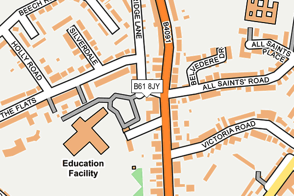 B61 8JY map - OS OpenMap – Local (Ordnance Survey)