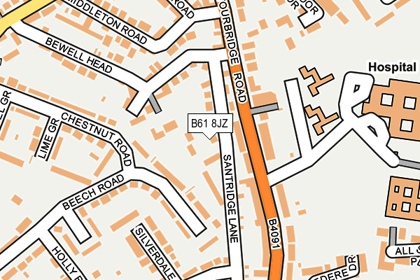 B61 8JZ map - OS OpenMap – Local (Ordnance Survey)