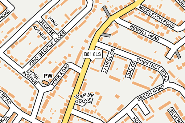 B61 8LS map - OS OpenMap – Local (Ordnance Survey)