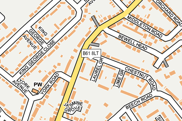 B61 8LT map - OS OpenMap – Local (Ordnance Survey)
