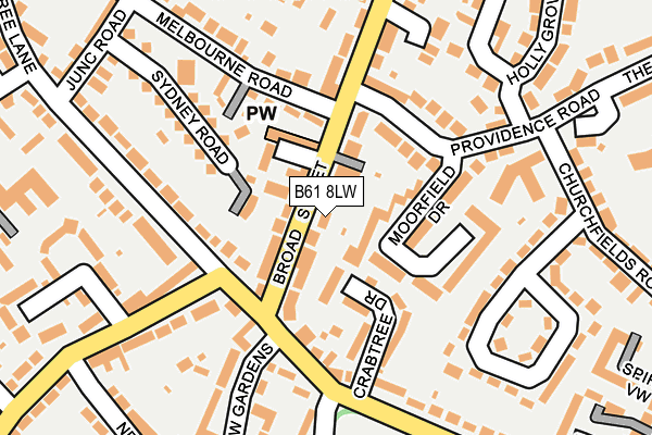 B61 8LW map - OS OpenMap – Local (Ordnance Survey)