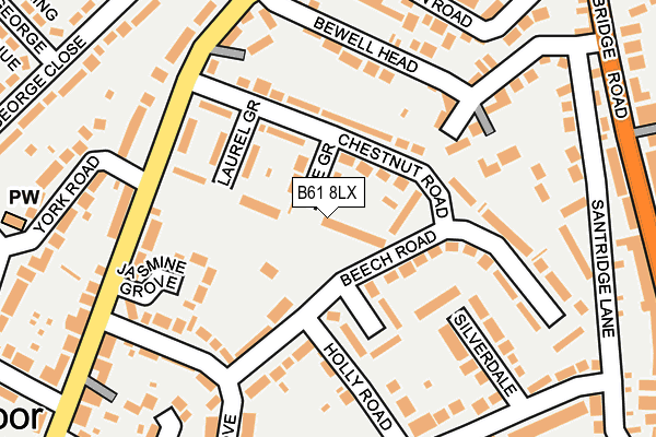 B61 8LX map - OS OpenMap – Local (Ordnance Survey)