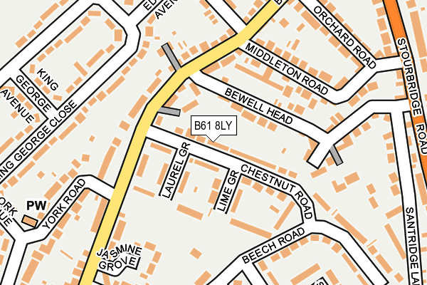 B61 8LY map - OS OpenMap – Local (Ordnance Survey)