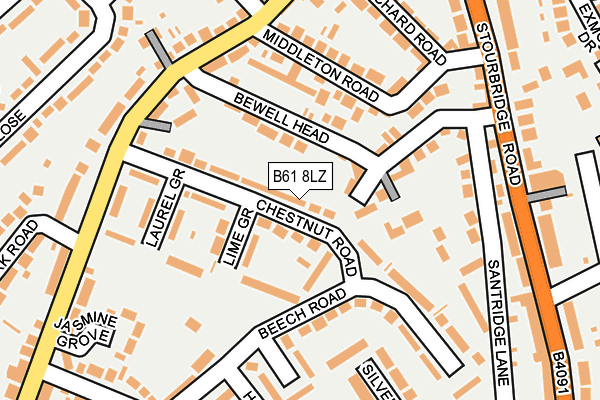 B61 8LZ map - OS OpenMap – Local (Ordnance Survey)