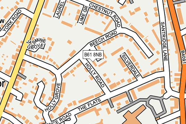 B61 8NB map - OS OpenMap – Local (Ordnance Survey)