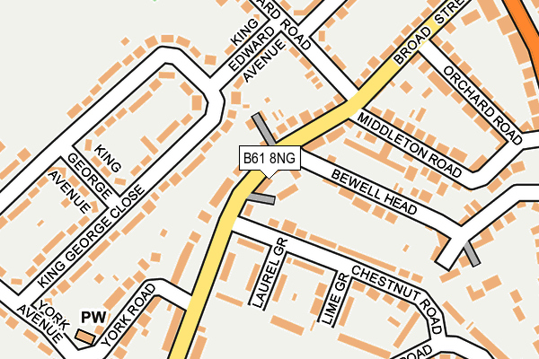 B61 8NG map - OS OpenMap – Local (Ordnance Survey)