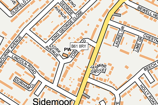 B61 8RY map - OS OpenMap – Local (Ordnance Survey)