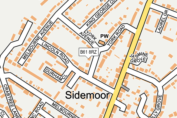 B61 8RZ map - OS OpenMap – Local (Ordnance Survey)