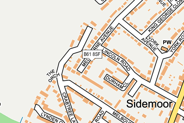 B61 8SF map - OS OpenMap – Local (Ordnance Survey)