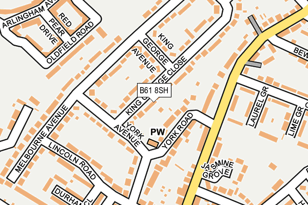 B61 8SH map - OS OpenMap – Local (Ordnance Survey)