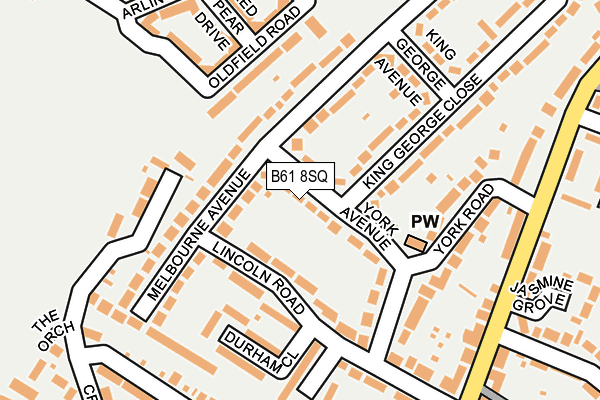 B61 8SQ map - OS OpenMap – Local (Ordnance Survey)