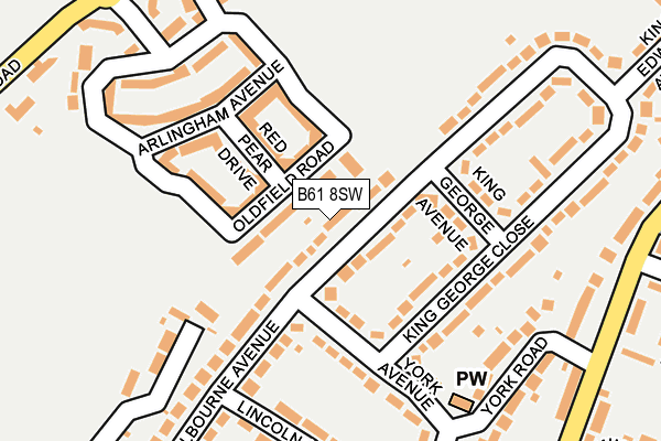B61 8SW map - OS OpenMap – Local (Ordnance Survey)