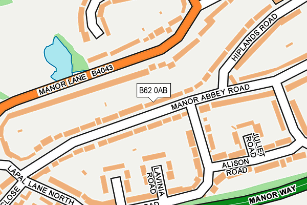 B62 0AB map - OS OpenMap – Local (Ordnance Survey)