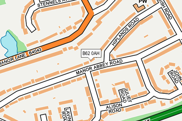 B62 0AH map - OS OpenMap – Local (Ordnance Survey)