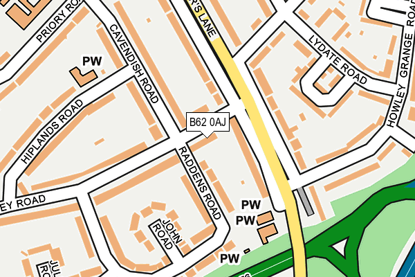 B62 0AJ map - OS OpenMap – Local (Ordnance Survey)