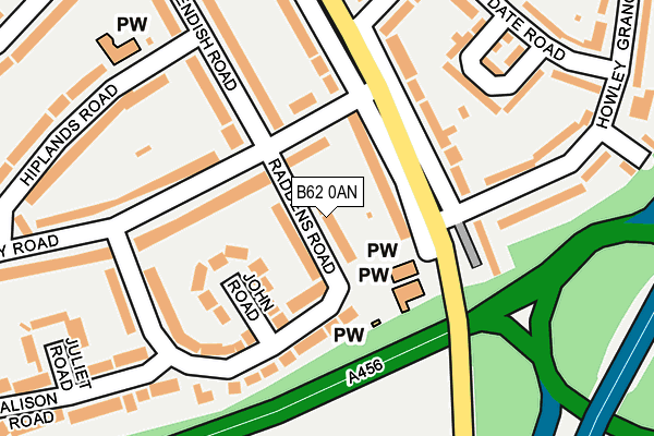 B62 0AN map - OS OpenMap – Local (Ordnance Survey)