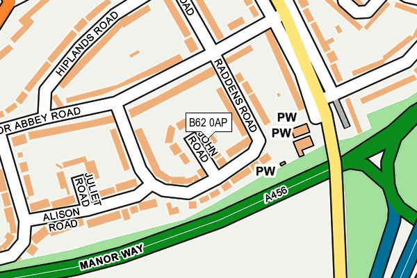 B62 0AP map - OS OpenMap – Local (Ordnance Survey)