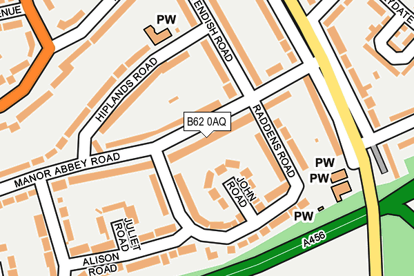 B62 0AQ map - OS OpenMap – Local (Ordnance Survey)