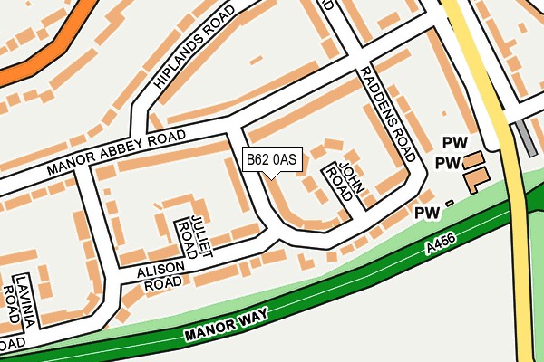 B62 0AS map - OS OpenMap – Local (Ordnance Survey)