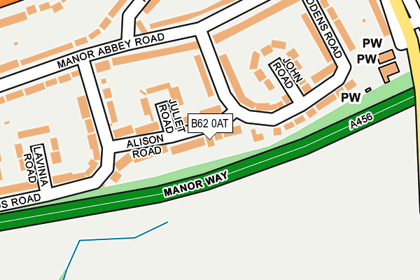 B62 0AT map - OS OpenMap – Local (Ordnance Survey)