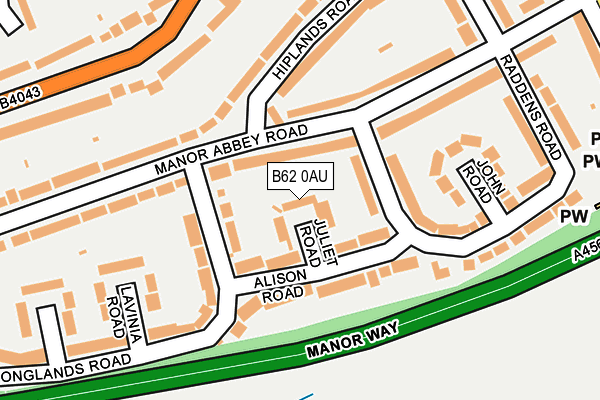 B62 0AU map - OS OpenMap – Local (Ordnance Survey)