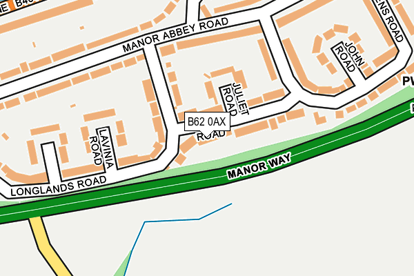 B62 0AX map - OS OpenMap – Local (Ordnance Survey)