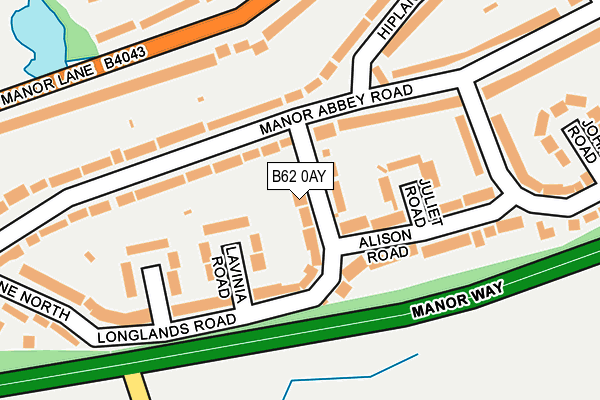 B62 0AY map - OS OpenMap – Local (Ordnance Survey)