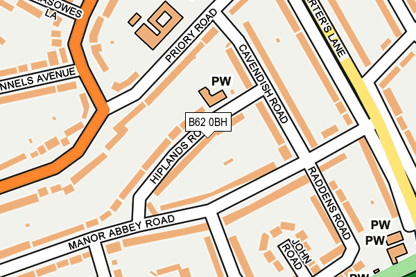 B62 0BH map - OS OpenMap – Local (Ordnance Survey)