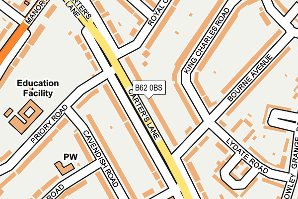 B62 0BS map - OS OpenMap – Local (Ordnance Survey)