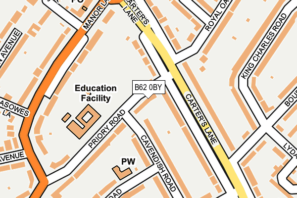 B62 0BY map - OS OpenMap – Local (Ordnance Survey)