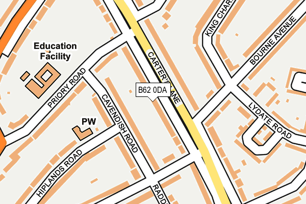 B62 0DA map - OS OpenMap – Local (Ordnance Survey)