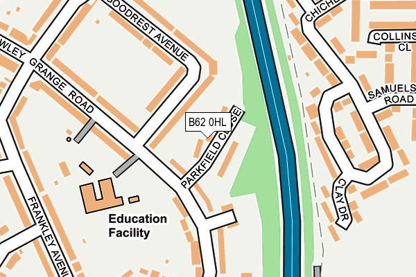 B62 0HL map - OS OpenMap – Local (Ordnance Survey)