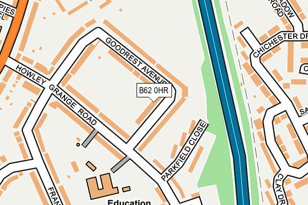 B62 0HR map - OS OpenMap – Local (Ordnance Survey)