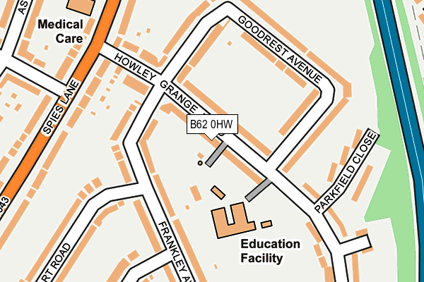 B62 0HW map - OS OpenMap – Local (Ordnance Survey)