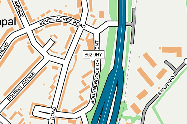 B62 0HY map - OS OpenMap – Local (Ordnance Survey)