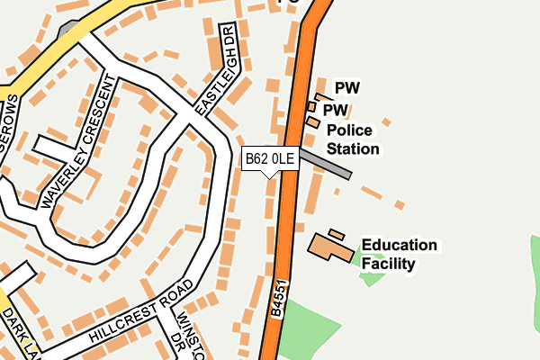 B62 0LE map - OS OpenMap – Local (Ordnance Survey)