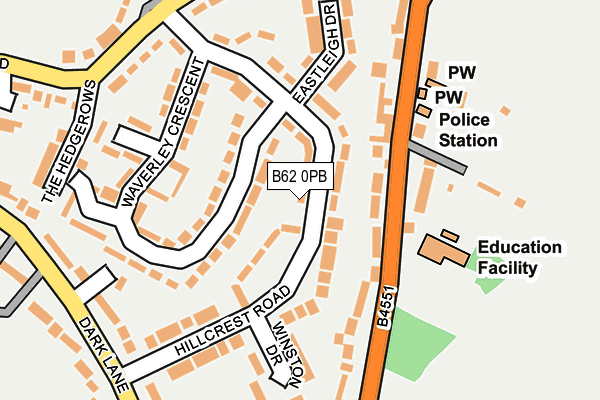 B62 0PB map - OS OpenMap – Local (Ordnance Survey)