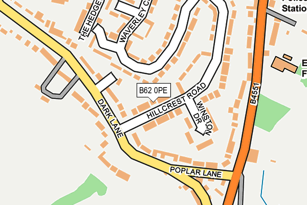 B62 0PE map - OS OpenMap – Local (Ordnance Survey)