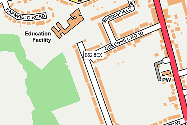 B62 8EX map - OS OpenMap – Local (Ordnance Survey)