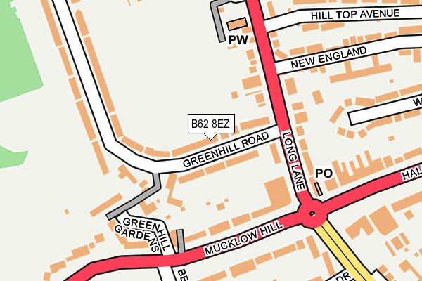 B62 8EZ map - OS OpenMap – Local (Ordnance Survey)